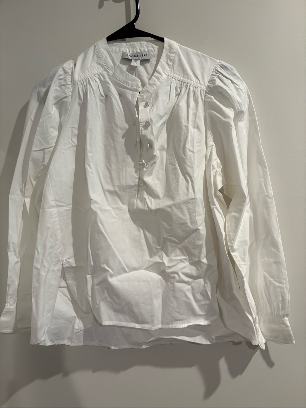 Amour Vert Lucie Poplin Blouse Top White XS New